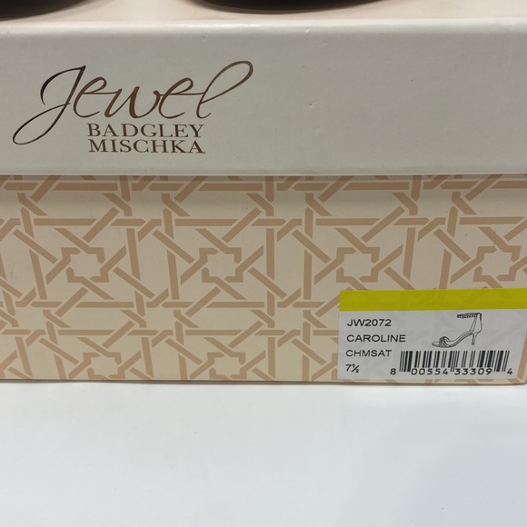 JEWEL BADGLEY MISCHKA Caroline Rhinestone Champagne Ankle Beaded Heels Size 7.5 - Picture 11 of 16